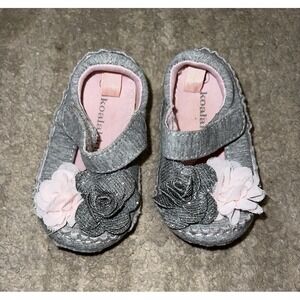 Size 3 Koala Kids Girl‎ Flower Trim Gray Shoes Baby Girls